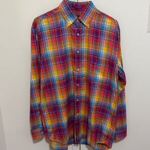 Paul & Shark Yachting Multicolor Plaid Long Sleeve Mens Cotton Shirt. Size Lg.